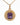 A gold pendant necklace featuring a round bezel-set emerald-cut purple gemstone, suspended from a delicate gold chain against a plain white background.