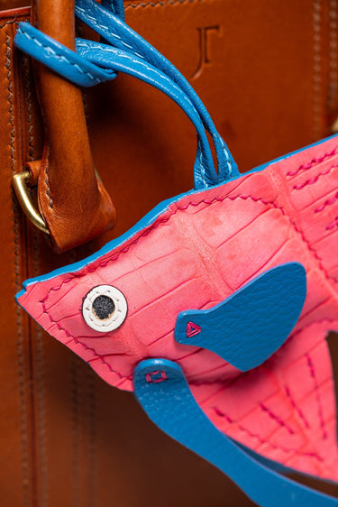 Fish Girl Summer Handbag Charm - Pink Suede Alligator
