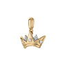 A gold crown pendant charm adorned with small clear gemstones, shown against a plain white background.