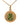 A gold pendant necklace featuring a round bezel-set green gemstone on a delicate gold chain, shown against a plain white background.