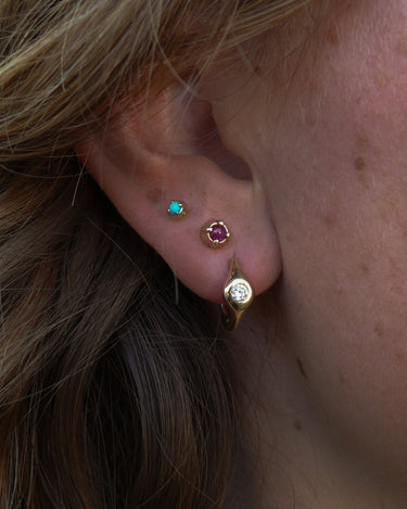 Diamond Petite Signet Hoop Earrings