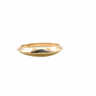 A polished gold ring with a wide, slightly tapered oval shape, shown on a plain white background.