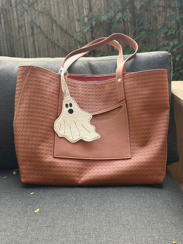 Spooky Season Ghost Handbag Charm - Creamy White Alligator