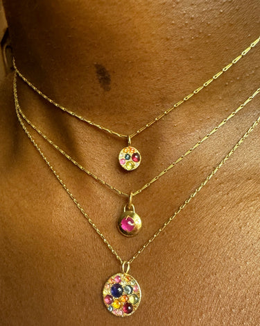 Mini Jelly Bean and Barbed Diamond Disc Pendant