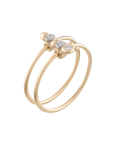 Caterpillar Diamond Two Band Ring